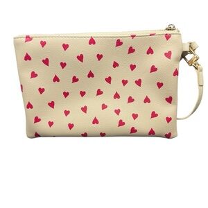 EUC Anne Klein Heart Patterned Cream Clutch